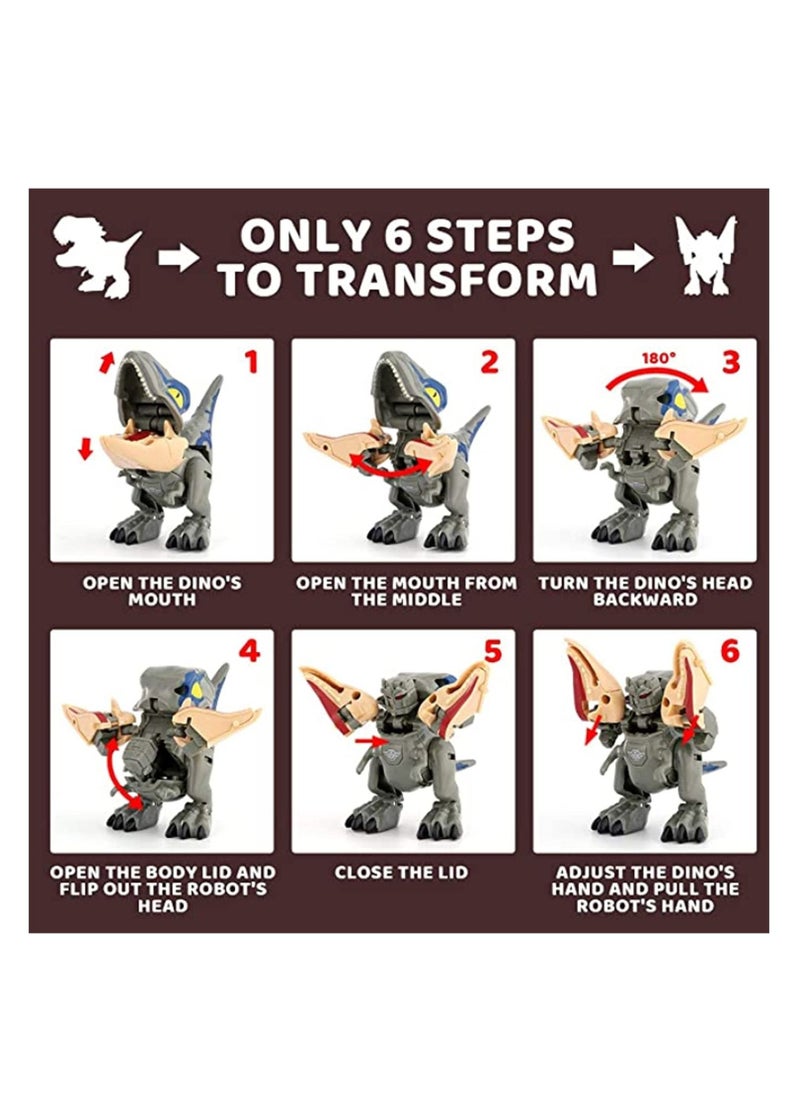 Y&D Dinosaur Robot Transforming 2 in 1 Toys,Transformers with Movable Limbs, Tail and Mouth, Jurassic Dino Action Figure, Great Gift for Kids Friends Family (4 PCS)  - Image 2
