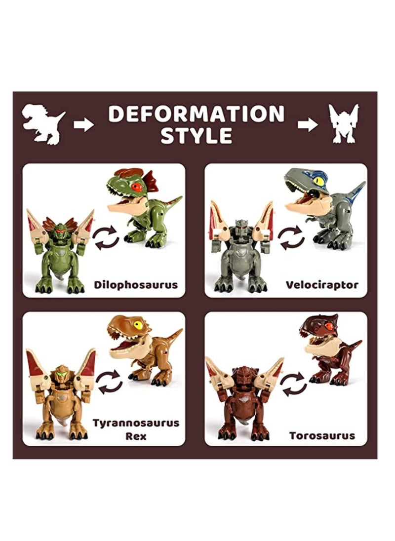 Y&D Dinosaur Robot Transforming 2 in 1 Toys,Transformers with Movable Limbs, Tail and Mouth, Jurassic Dino Action Figure, Great Gift for Kids Friends Family (4 PCS)  - Image 4
