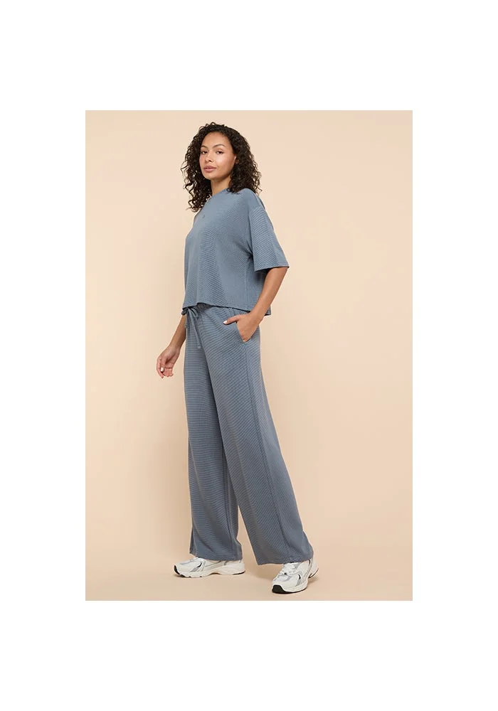 أر أند بي Solid Knitted Pants with Drawstring Waist