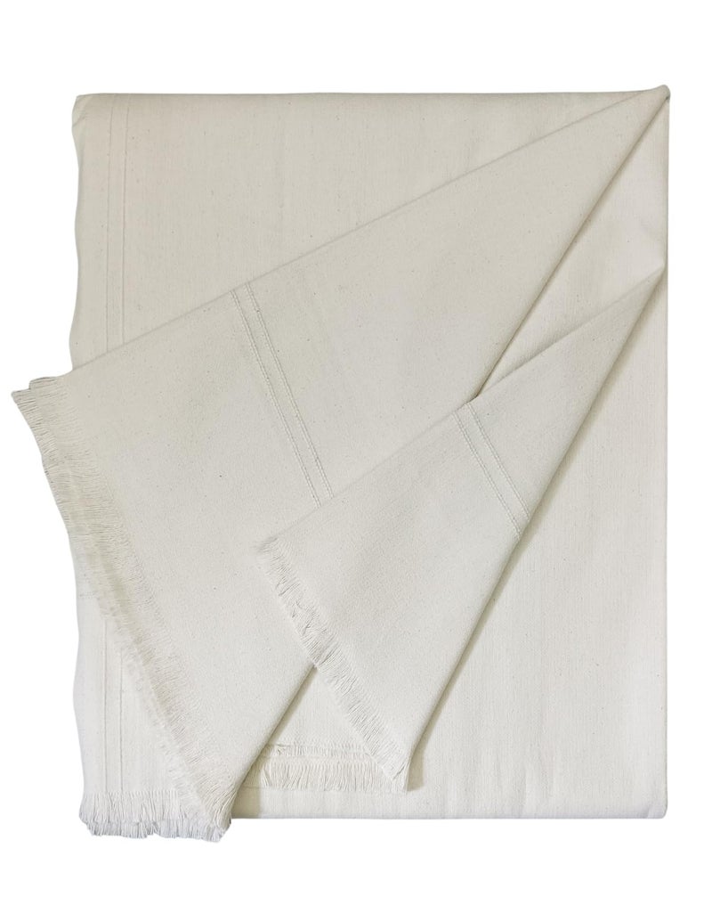 Arvore Bunkaar Plain Pure Handloom Khes - 100% Desi Thick And Heavy Cotton Khes/Summer Blanket/Chadar/Yoga Blanket (Off White, 100 Tc) - Image 2