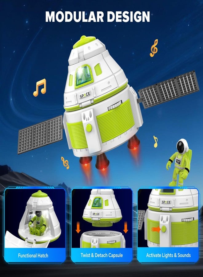 AuntyFey Space Rocket Ship Toys for Kids, Space Toys Shuttle for Kids 3-5-7 with 3 Astronaut Figures, Spaceship with Glowing & Sound Effect, Educational Stem Gift for Boy Girl - Image 4