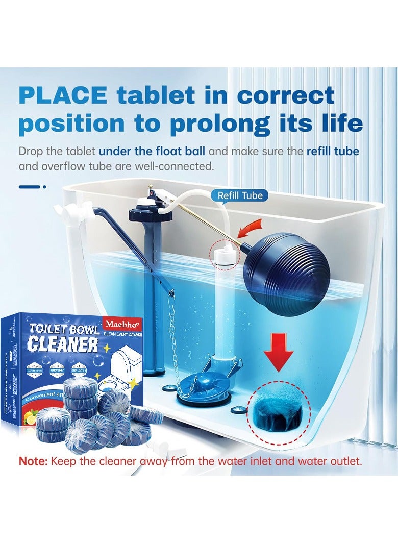 Maebho 24 Pieces Toilet Cleaning Sheet Strong Decontamination Durable Watertank Sheet Long-Lasting Up to 300 Flushes Automatic Cleaner Odor Removal Dirt Temoval - Image 3