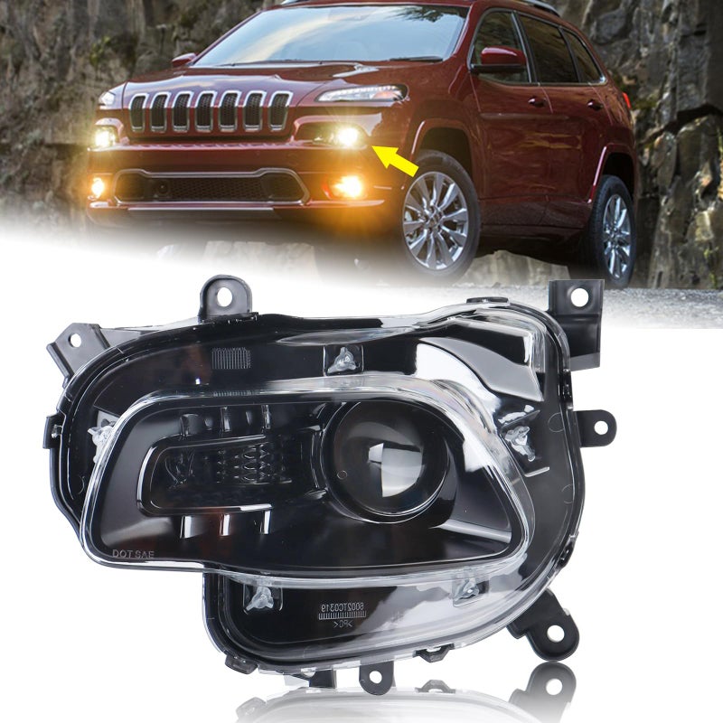 KAMDKI Left Driver Side Halogen Headlight Accessories Compatible for 20142018 Jeep Cherokee With Bulbs LH Head lamp Assembly 68102847AE CH2502249