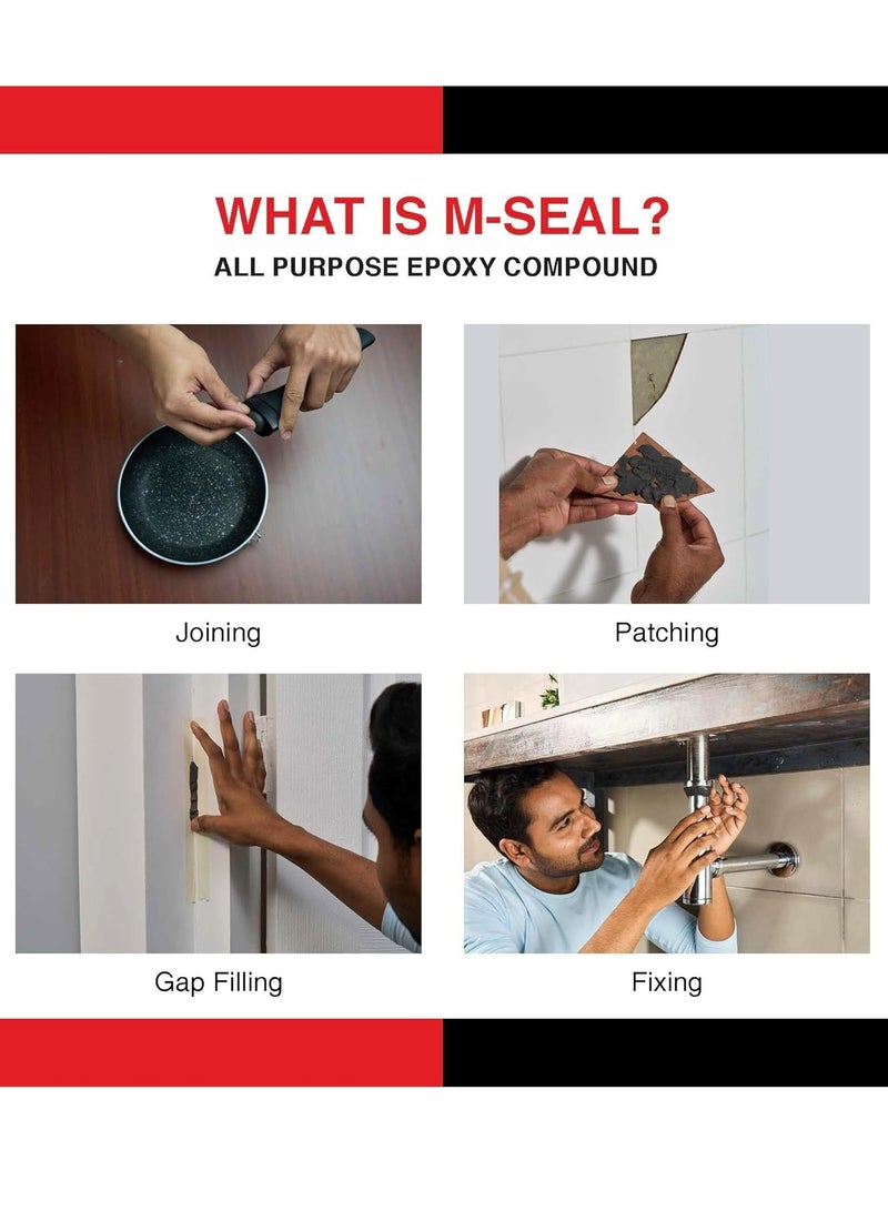 Pidilite Mseal General Purpose 100gm(Pack Of 5)| Two-Component Epoxy Putty to seal Pipe Leaks, Roof/AC Repairs, Wall Cracks, Wash Basin Fixes & for Quick Molding & Sealing - Image 2