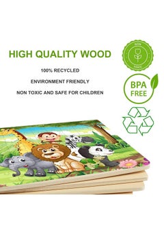 Fiddlys Fiddlys 54 Pcs Wood Jigsaw Puzzles for Kids & Children Age 6+ Animal World and Sea World (Parrot)  - Image 2