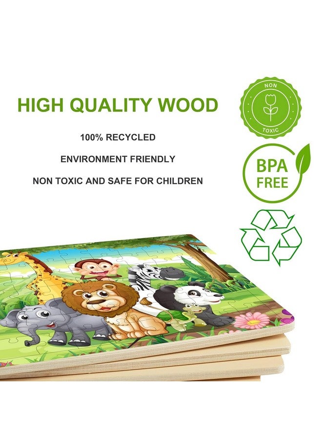 Fiddlys 54 Pcs Wood Jigsaw Puzzles for Kids & Children Age 6+ Animal World and Sea World (Parrot) - Image 2