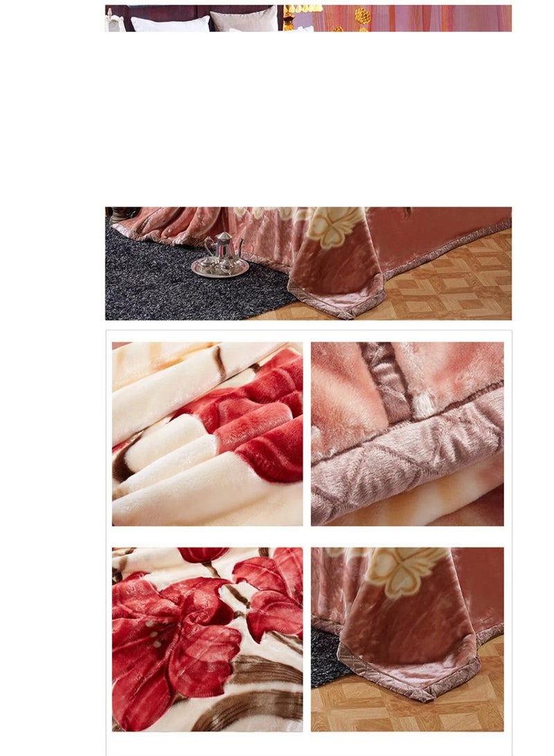 بيج الشتاء سميكة راشيل بطانية طبقة مزدوجة بطانية الزفاف بطانية التخييم في الهواء الطلق السفر البوليستر طبقة مزدوجة الصلبة المنك بطانية 200*230 سنتيمتر -متعدة الالوان - Image 2