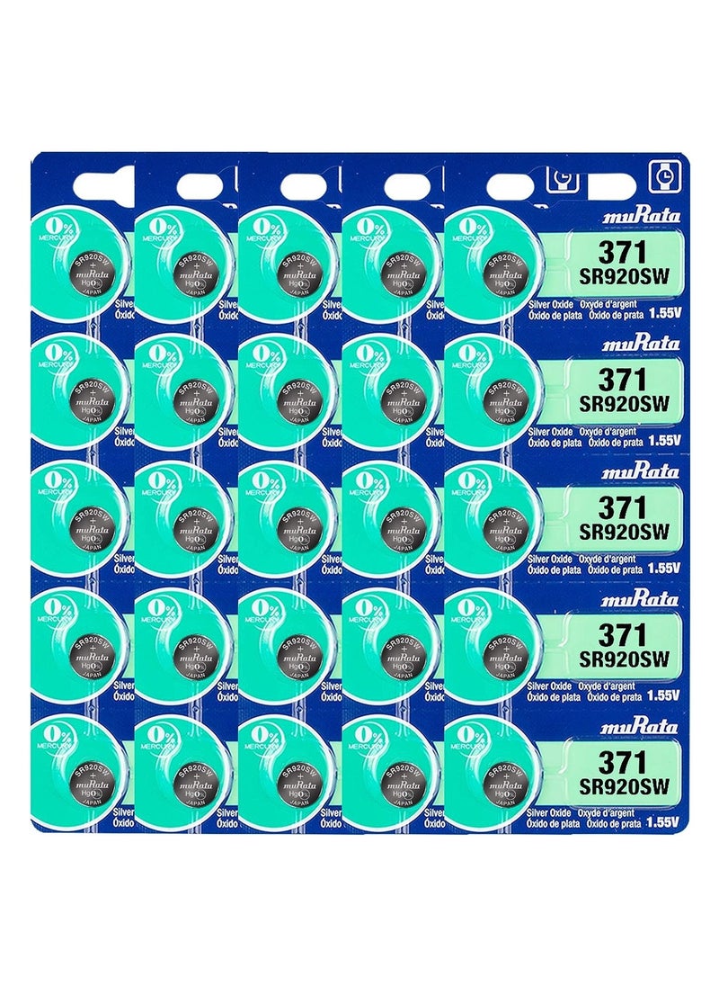 muRATA - 25-Pieces Murata SR920SW / 371 Silver Oxide 1.55V (muRata) Japan Batteries - Image 1