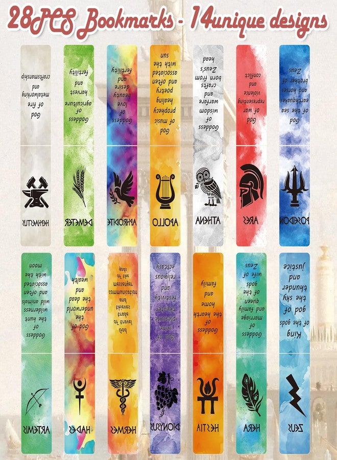 Wxiben Greek Mythologies Magnetic Bookmark - 28PCS Olympians Gods Magnetic Bookmarks The Gods of Ancient Greece Book Marks Page Magnets Marker Clip for Book Lovers Student Teacher Reading Bookish Gift - Image 3