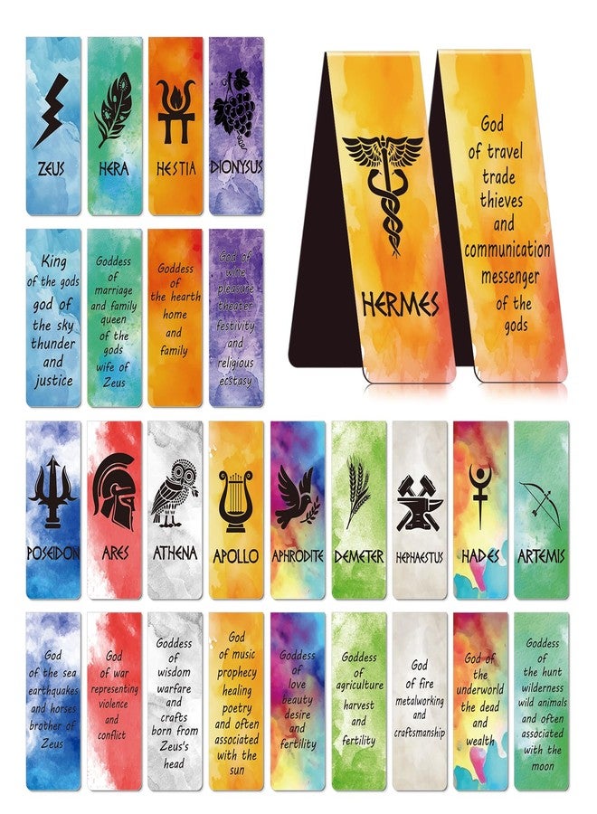 Wxiben Greek Mythologies Magnetic Bookmark - 28PCS Olympians Gods Magnetic Bookmarks The Gods of Ancient Greece Book Marks Page Magnets Marker Clip for Book Lovers Student Teacher Reading Bookish Gift - Image 1