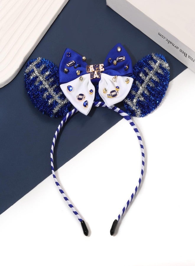 NVENF Football Headband Accessories for Women Red White Game Day Headbands Cheer Mom Accessories Essentials Game Day Outfits Football Party Decors Gifts (Blue White) - Image 4