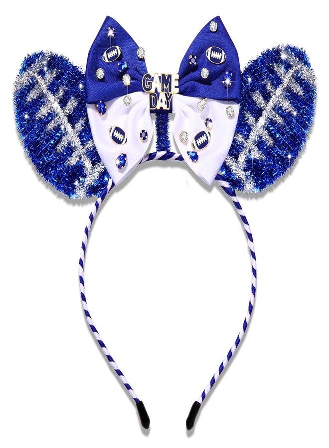 NVENF Football Headband Accessories for Women Red White Game Day Headbands Cheer Mom Accessories Essentials Game Day Outfits Football Party Decors Gifts (Blue White) - Image 1