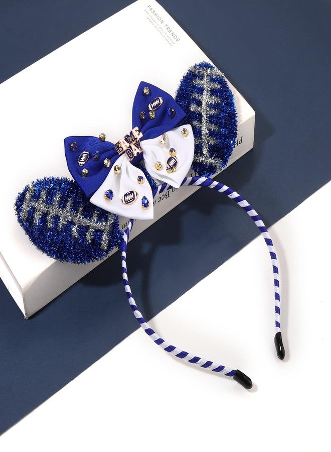 NVENF Football Headband Accessories for Women Red White Game Day Headbands Cheer Mom Accessories Essentials Game Day Outfits Football Party Decors Gifts (Blue White) - Image 3