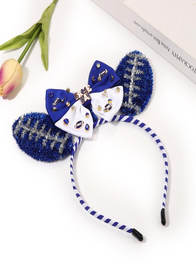 NVENF Football Headband Accessories for Women Red White Game Day Headbands Cheer Mom Accessories Essentials Game Day Outfits Football Party Decors Gifts (Blue White) - Image 5