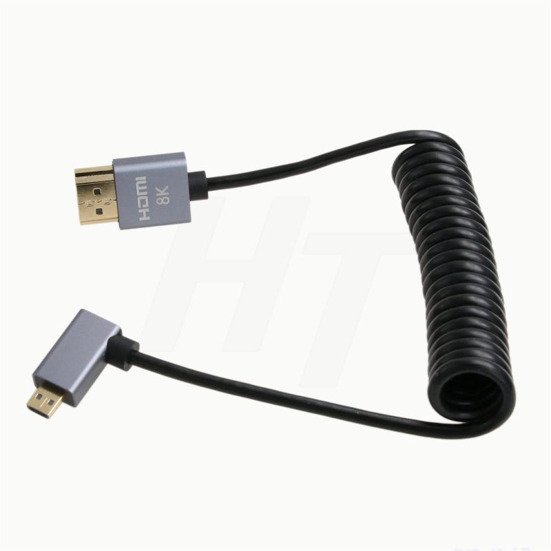 HangTon Micro HDMI to Right Angle HDMI 4K 8K Coiled Cable for Sony A6400 A7R Canon R5 R7 GH4 S5 Z50 Camera ATOMOS Ninja V Portkeys Monitor Type A D HDMI 2.1 - Image 3