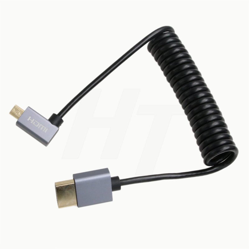 HangTon Micro HDMI to Right Angle HDMI 4K 8K Coiled Cable for Sony A6400 A7R Canon R5 R7 GH4 S5 Z50 Camera ATOMOS Ninja V Portkeys Monitor Type A D HDMI 2.1 - Image 4