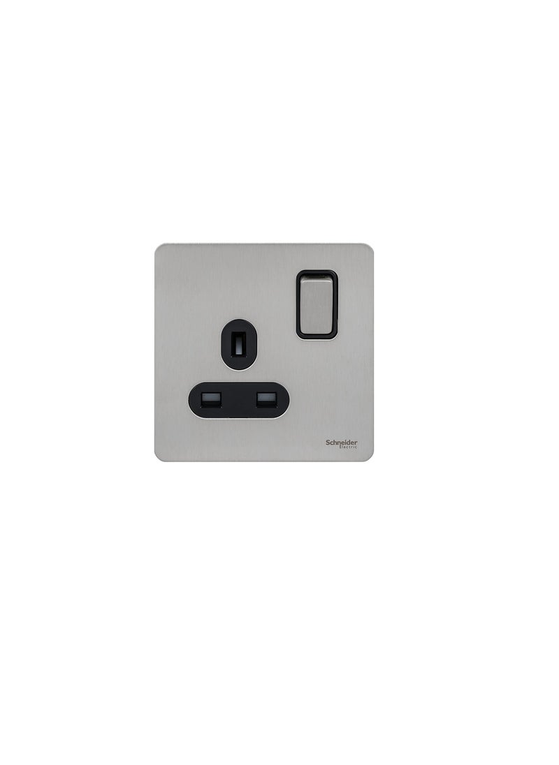 Schneider Schneider Electric GU3410-BSS 13A 1Gang Ultimate Screwless Flat Plate Switched Socket Stainless Steel  - Image 2