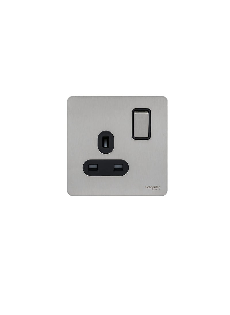 Schneider Schneider Electric GU3410-BSS 13A 1Gang Ultimate Screwless Flat Plate Switched Socket Stainless Steel  - Image 3