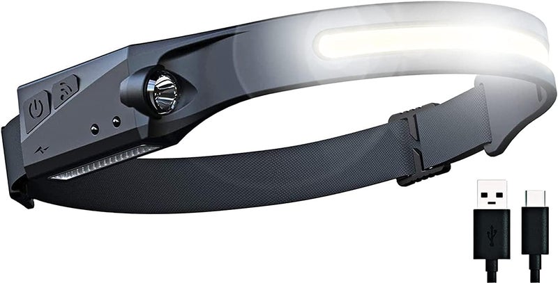 Foxelli Headlamp Rechargeable, Super Bright Head Lamps Led, Waterproof Head Lights For Head Flashlight For Adults Outdoor Night Running Lights Led Chest Light Back Warning Light Battery (Sensor Headlamp) - Image 1