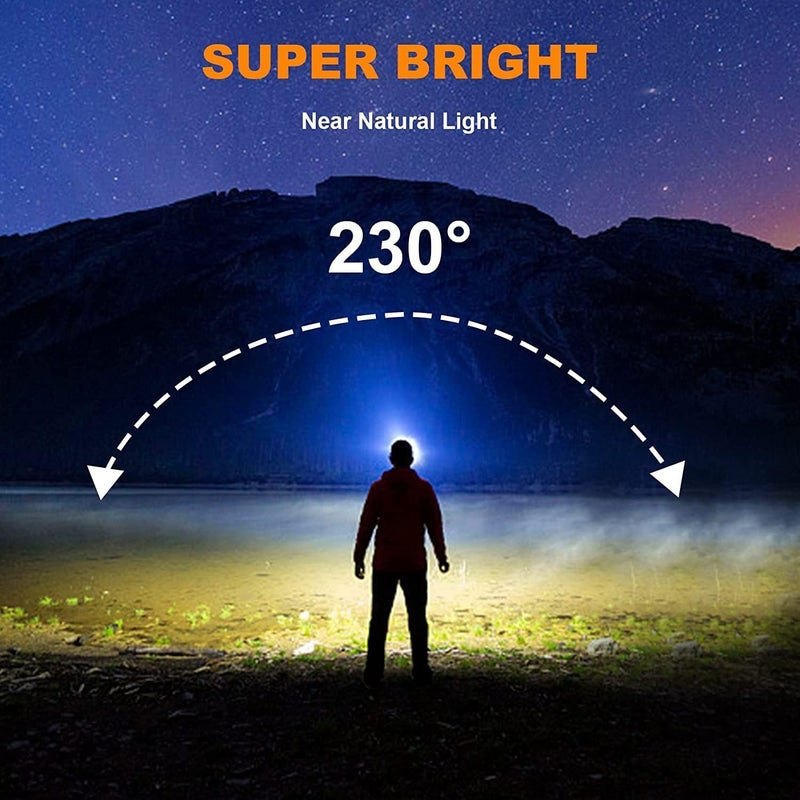 Foxelli Headlamp Rechargeable, Super Bright Head Lamps Led, Waterproof Head Lights For Head Flashlight For Adults Outdoor Night Running Lights Led Chest Light Back Warning Light Battery (Sensor Headlamp) - Image 5