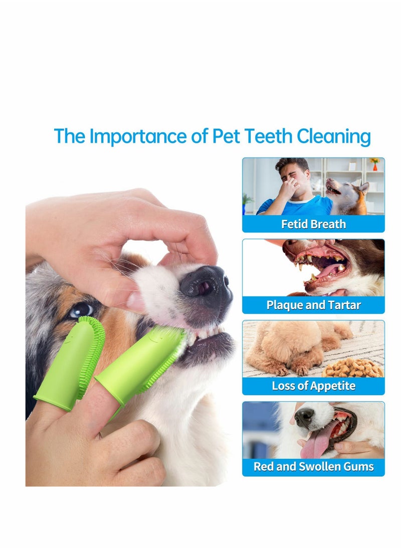 SYOSI - Dog Finger Toothbrush Kit, Silicone Pet Toothbrushes, Dog Cat Toothbrush, Full Surround Bristles, Non-Toxic Silicone, Easy to Clean, Double-Finger, for Puppies, Cats and Small Pets - Image 1