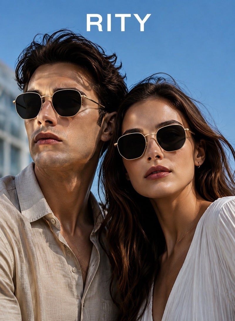 RITY Men & Women Sunglasses with Elegant Metal Frame and Polarized Lenses | Full UV Protection | Luxury Fashion Eyewear for Driving, Travel, Beach & Outdoor Activities | Stylish & Lightweight Design - Image 2