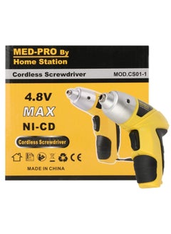 MED PRO Cordless Screwdriver Yellow/Black/Silver 4.8 With Screw set a 7 PC  - Image 4