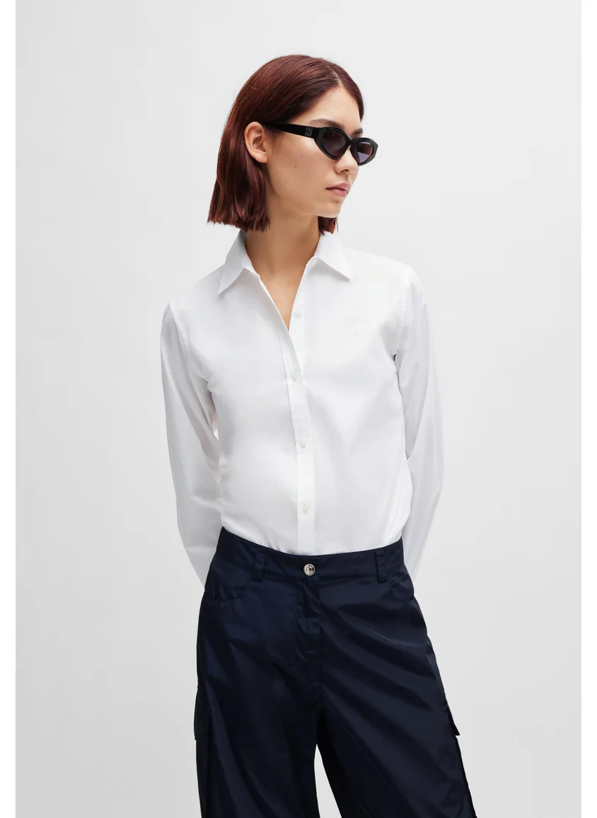 HUGO Regular-fit blouse in stretch-cotton canvas