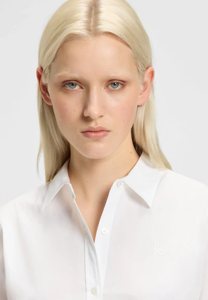 HUGO Regular-fit blouse in stretch-cotton canvas