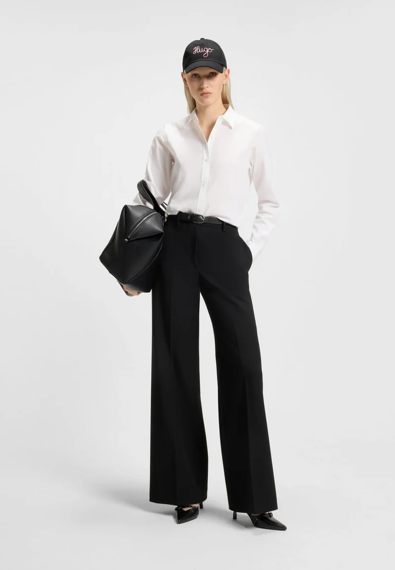HUGO Regular-fit blouse in stretch-cotton canvas