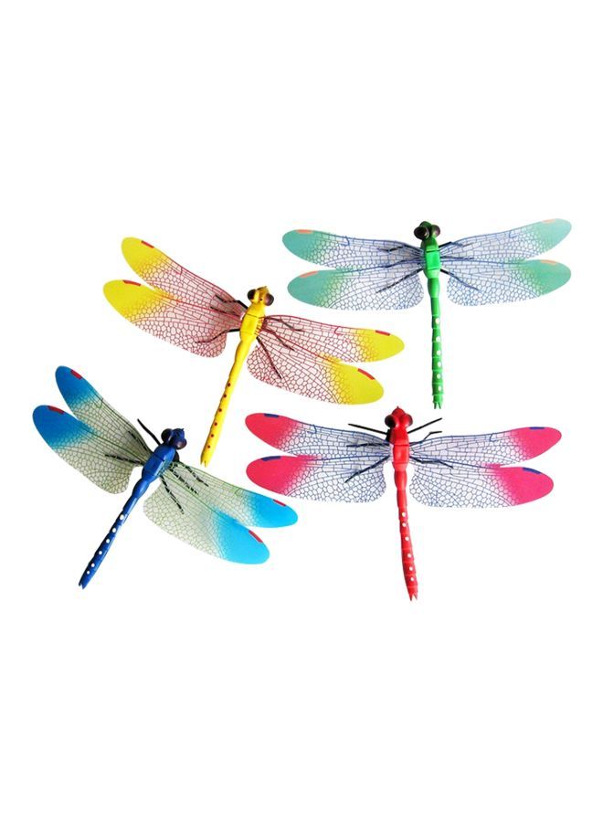 NIBEMINENT 4-Piece Dragonfly Wall Sticker Set Multicolour 4x4.72inch - Image 1