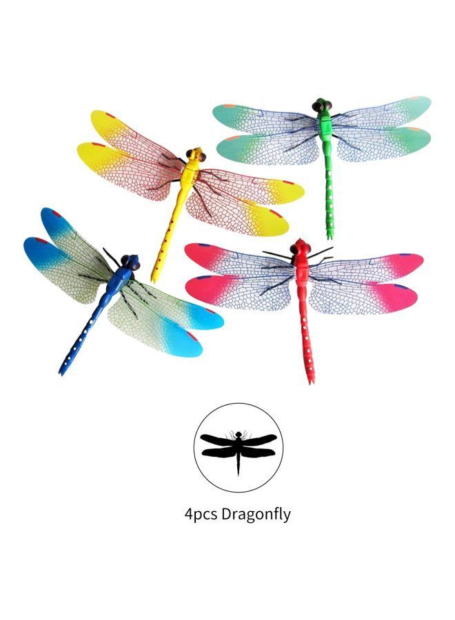 NIBEMINENT 4-Piece Dragonfly Wall Sticker Set Multicolour 4x4.72inch - Image 2