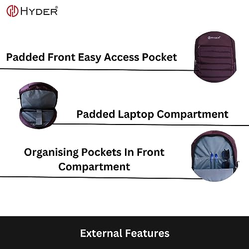 HYDER Peak 35L Unisex Multi-functional Laptop Bag/Backpack for Men and Women - Perfect Bags for College, School, and Business Travel with Padded Sleeve For Laptops Protection (Wine) - Image 3