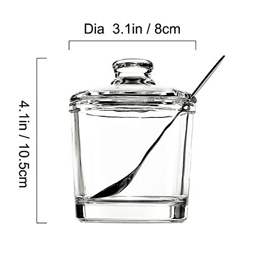 Vencer Sugar Bowl Clear Glass With Lid and Stainless Steel Sugar Serving Spoon, 6.3 Ounces (180 ML),Sugar Canister, Sugar Dispenser, VFO-027 - Image 2