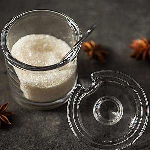 Vencer Sugar Bowl Clear Glass With Lid and Stainless Steel Sugar Serving Spoon, 6.3 Ounces (180 ML),Sugar Canister, Sugar Dispenser, VFO-027 - Image 4