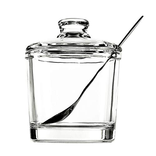 Vencer Sugar Bowl Clear Glass With Lid and Stainless Steel Sugar Serving Spoon, 6.3 Ounces (180 ML),Sugar Canister, Sugar Dispenser, VFO-027 - Image 1