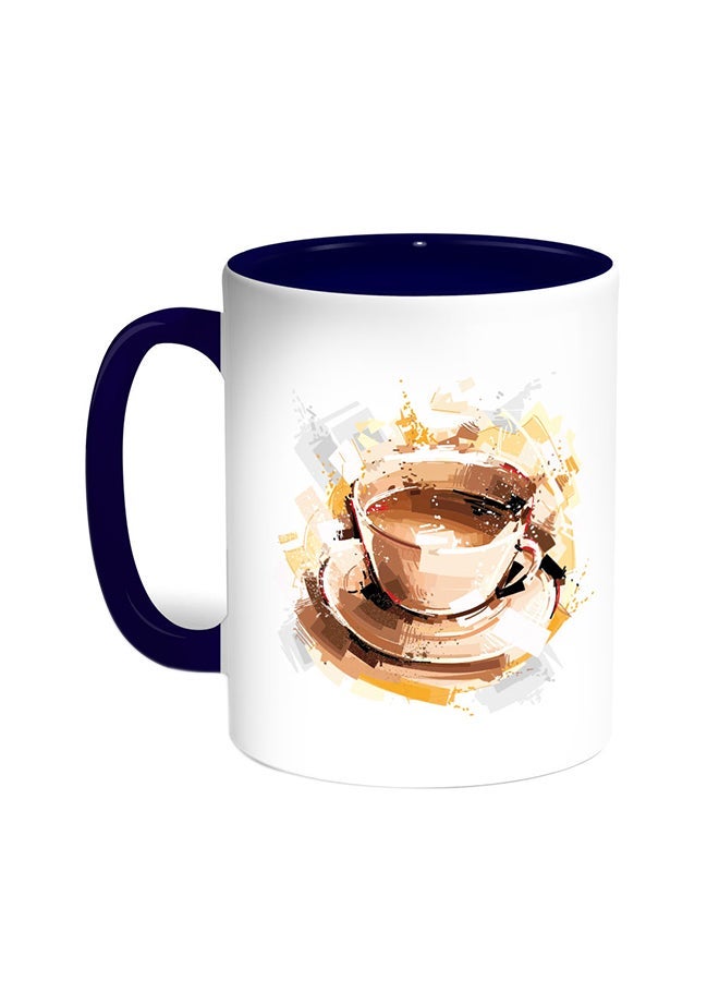 Cup Of Coffee Printed Coffee Mug Blue/White 11ounce