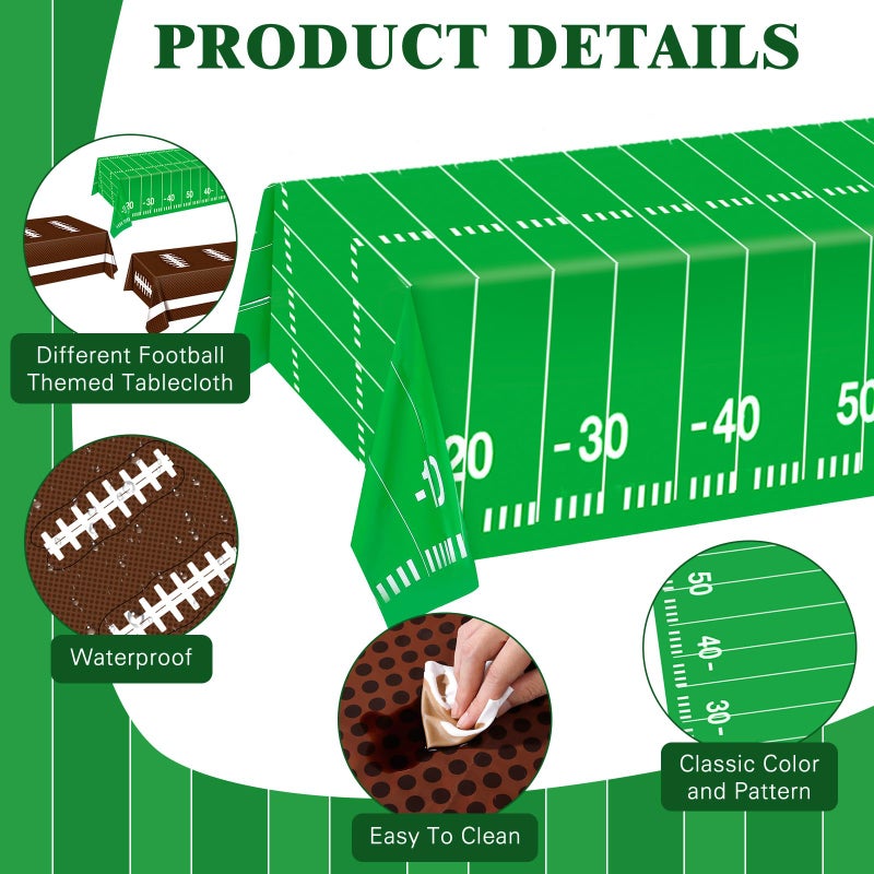 Sumapner Football Tablecloth 4 Packs, Football Party Decorations, 54"X72" Plastic Table Cover, Disposable Super Table Cloth for Football Theme Party Games Supplies Bowl - Image 3