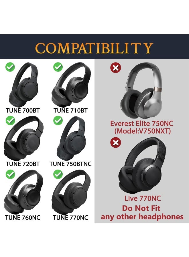 Earpads Replacement for JBL Tune 700BT/710BT/720BT/750BTNC/760NC/770NC Headphones Ear Pads Cushions with Softer Protein Leather Noise Isolation Foam (Sand Dune)  - Image 2
