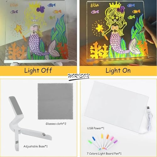 worison 3D Acrylic LED Writing Pad with Pen – Rewritable Message Board for Study, Office and Home Décor, 30 x 20 cm Creative Gift for Students and Professionals - Image 4