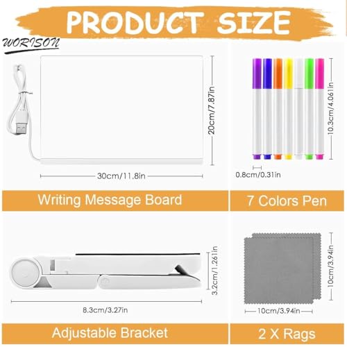 worison 3D Acrylic LED Writing Pad with Pen – Rewritable Message Board for Study, Office and Home Décor, 30 x 20 cm Creative Gift for Students and Professionals - Image 2