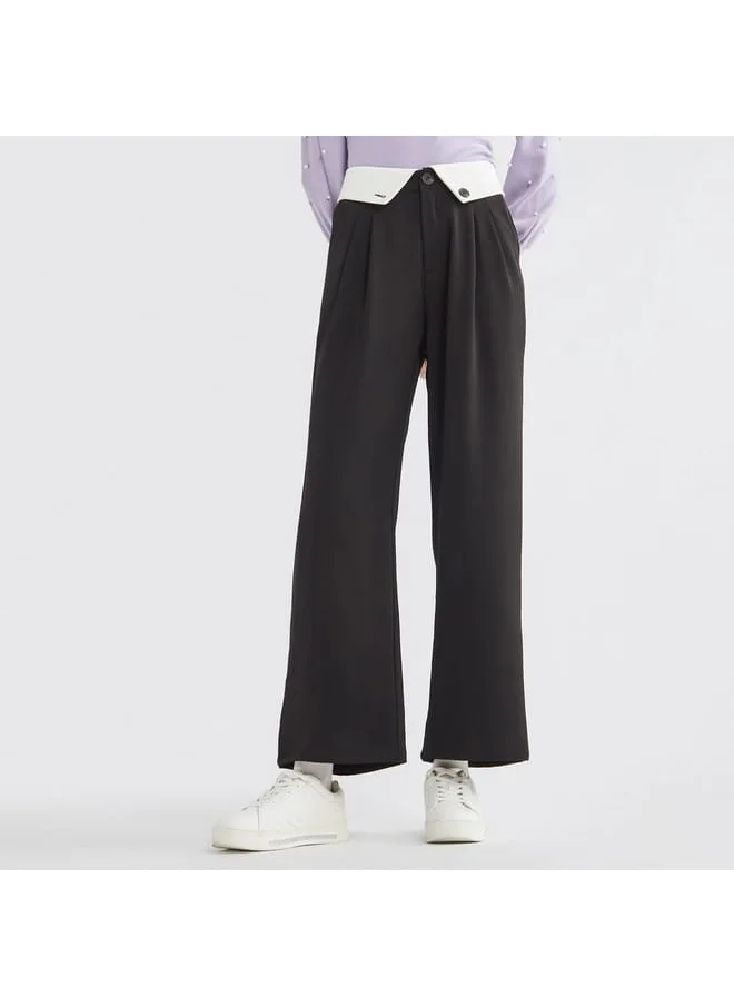 FAV Plain Wide Leg Pants with Pleat Detail and Pockets