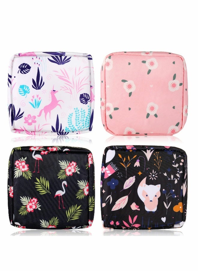 حقيبة تخزين الفوط الصحية، حقيبة بسحاب لفوط menstrual المحمولة، حافظة فوط صحية للحقائب، مجموعة أدوات الدورة الأولى للفتيات المراهقات، لتخزين الفوط الصحية للنساء (4 قطع) - Image 1