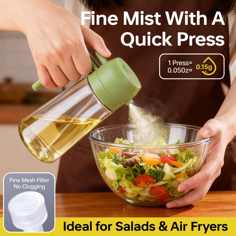 RMNJPW 2Pcs Glass Oil Sprayer for Cooking 16oz/470ml, Kitchen Gadget for Air Fryer, Salad, BBQ, Fryingï¼ˆBlack+Greenï¼‰ - Image 2