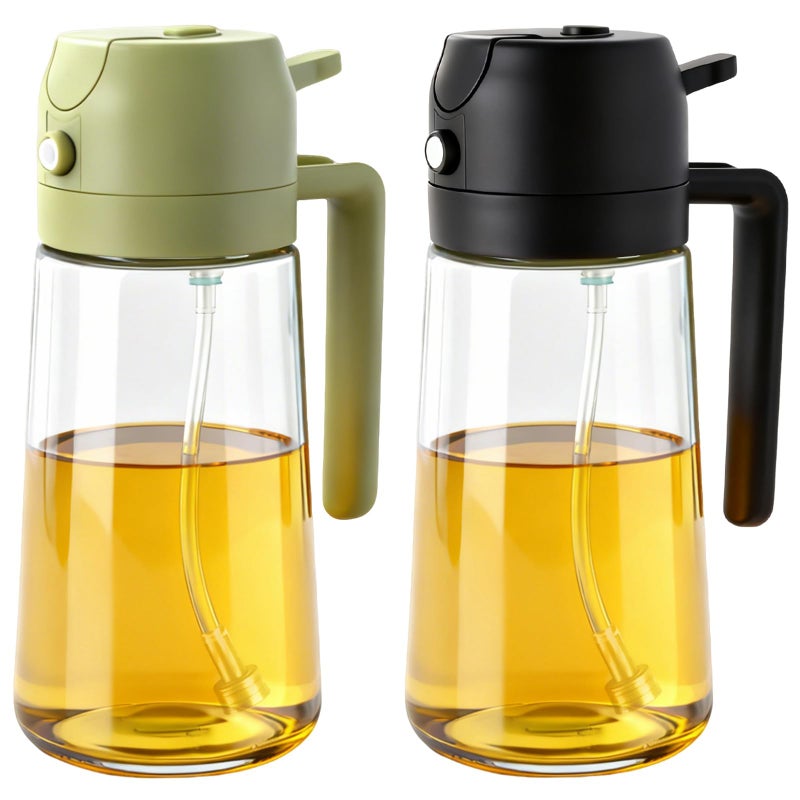 RMNJPW 2Pcs Glass Oil Sprayer for Cooking 16oz/470ml, Kitchen Gadget for Air Fryer, Salad, BBQ, Fryingï¼ˆBlack+Greenï¼‰ - Image 1