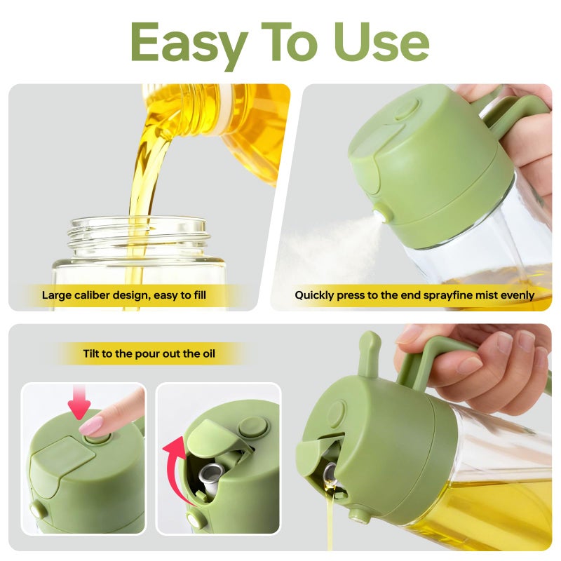 RMNJPW 2Pcs Glass Oil Sprayer for Cooking 16oz/470ml, Kitchen Gadget for Air Fryer, Salad, BBQ, Fryingï¼ˆBlack+Greenï¼‰ - Image 5