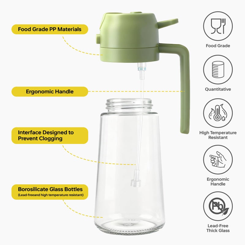 RMNJPW 2Pcs Glass Oil Sprayer for Cooking 16oz/470ml, Kitchen Gadget for Air Fryer, Salad, BBQ, Fryingï¼ˆBlack+Greenï¼‰ - Image 4