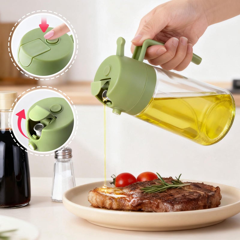 RMNJPW 2Pcs Glass Oil Sprayer for Cooking 16oz/470ml, Kitchen Gadget for Air Fryer, Salad, BBQ, Fryingï¼ˆBlack+Greenï¼‰ - Image 3