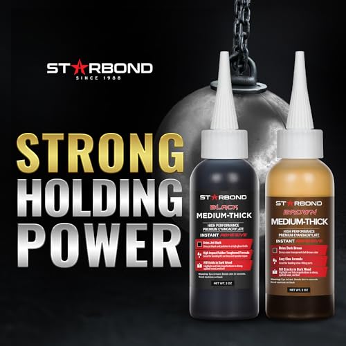 STARBOND Premium Grade Cyanoacrylate (CA) Super Glue, Black (2 oz) and Brown (2 oz) Medium-Thick Viscosity Knot Filler and Aerosol Accelerator (6 oz) Bundle for Woodworking, Woodturning, Carpentry - Image 4