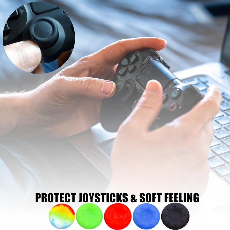 Oiokew غلاف سيليكون لجهاز تحكم PS4، قطعة واحدة من غطاء واقٍ مضاد للانزلاق مع 10 مقابض عصا تحكم لجهاز بلاي ستيشن 4/سليم/برو ديوال شوك 4 اللاسلكي (جهاز تحكم PS4 #9) طبقة حماية خارجية - Image 5